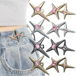 4 مجموعات من 4 مجموعات من دبابيس الخصر لشد الخصر على شكل نجمة، أزرار جان بأربعة نجوم مدببة للجينز الفضفاض، سراويل على شكل نجمة من حجر الراين الوردي، مشدودة للخصر من سبائك كريستالية، مشدودة للخصر على شكل نجوم للجينز، إكسسوارات الملابس in Kuwait