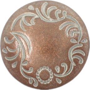 Bezelry 10 Pieces Floret Carving Thin Domed Metal Shank Buttons. 23mm (7/8 inch) (Copper White Patina)