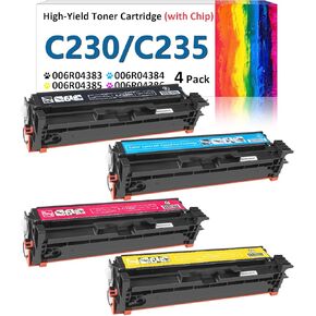 for Xerox C235 C230 Toner Cartridge (with Chip),Replacement 006R04383 006R04384 006R04385 006R04386 Compatible with Xerox C235DN/C230DNI Color Multifunctional Printer High-Yield Ink Cartridge (4 Pack)