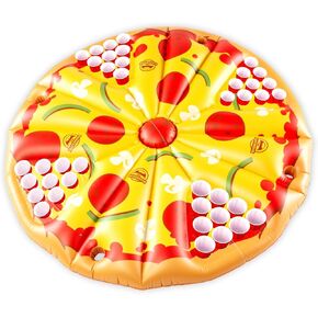 BigMouth Inc Beer Pong Pizza Raft، لعبة ممتعة لحفلات حمام السباحة العائمة للبالغين، حاملات مشروبات مدمجة