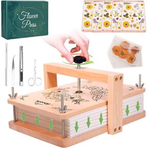 Aboofx Large Flower Press Kit, 6 Layers 11.8" x 8.3" Even Pressure Flower Pressing DIY Arts and Craft Kit for Adults, Dried Flower Plant Preservation Kit for Craft Lovers