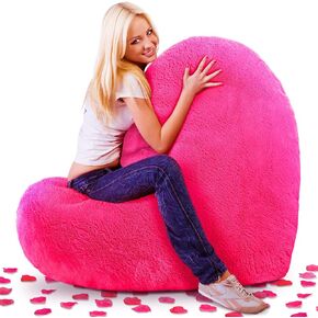 Christmas 41 Inch Heart Shaped Pillow Plush Giant Heart Pillow Huge Heart Throw Pillow Decorative Heart Plush Cushion for Room Sofa Car Chair Women Valentine's Day Gift(Bright Pink)
