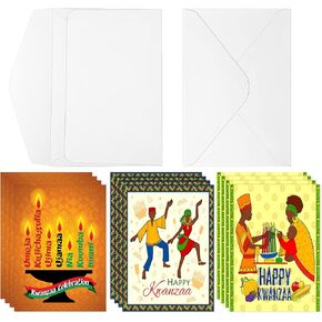 Sabary 12 Pcs Kwanzaa Greeting Card African American Annual Celebration Card with 12 White Envelopes Holiday Candle Kwanzaa Cards for African American, 5 x 7 Inches in Kuwait