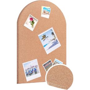 Decorative Cork Bulletin Board, 36 x 24 Inches Wall Mounted Fabric Linen Cork Board Arched Hanging Notice Bulletin Board Frameless Pin Board Photo Picture Message Memo Board for School Home Office