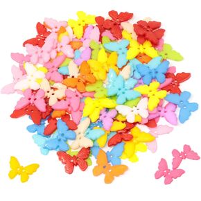 Honbay 100PCS Resin Butterfly Buttons 2 Holes Buttons Animal Buttons Plastic Sewing Buttons Decorative Buttons for Skirts, Gloves, Sweaters, Shirts, Hats, Scarves, Headbands, Craft Projects