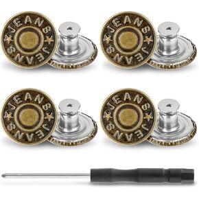 Amabro 17 مم أو 20 مم أزرار جينز قابلة للتعديل بدون خياطة، أزرار معدنية قابلة للإزالة، سراويل قابلة لإعادة الاستخدام، مشدودة للنساء والرجال، مستلزمات ملابس الجينز() in Kuwait