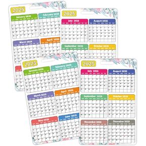 2025 Monthly Calendar Badge Card 3.3x2.2 inch Mini Schedule Calendar Card for Notebook Daily Journal Supplies 4 pack