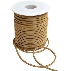 Leather Cord, 3mm Faux Leather String, Flat Suede Leather Straps Thin Leather Lace for Bracelets, Necklaces, Jewelry Making Art Crafts and Gift Wapping(50 Yards) (Light Brown-1PCS)