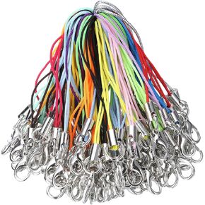 HARFINGTON 200Pcs Clasp Cords Clasp Strap Lanyard Charm Short Finger Rope with Lobster Clasp for Cellphone Cases Keychain DIY Jewelry Making, 20 Colors