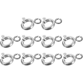 uxcell Spring Ring Clasps, 10Pcs 8mm Stainless Steel Round Open Spring Ring Clasps Connectors for DIY Necklace Bracelets Jewelry Making, Silver Tone