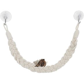 WishLotus Hermit Crab Climbing Toys, Natural Cotton Rope Hermit Crab Toys with 2 Suction Cups, 60cm Hermit Crab Decor for Reptile Climbing Couch shell Accessories (Beige)
