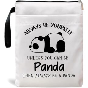 Inspirational Quote Book Sleeve, Book Covers with Zipper, Panda Book Lovers, Book Pouch Kindle Protector, Gifts for Women Teacher Librarian Bookworm Bookish-Always Be Yourself Unless You Can Be Panda