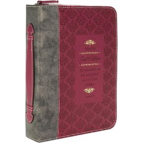 Divinity God of Hope Joy Peace Romans Black and Burgundy X-Large Faux Leather Bible Cover