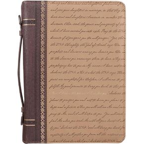 Christian Art Gifts Men's Classic Bible Cover for I Know The Plans Jeremiah 29:11, Brown Faux Leather, Medium