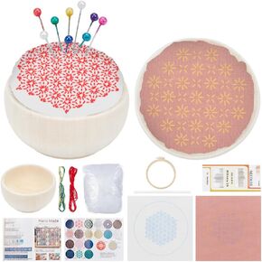 FREEBLOSS 2 Set Sashiko Kit Embroidery Needlepoint with Sashiko Fabric Sashiko Thread and Needles Hand Embroidery Kit Sashiko Supplies Embroidery Practice Kit