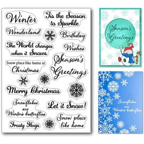 Arbuya Merry Christmas Sentiment Rubber Stamps Tis The Season Verses Winter Let it Snow Clear Stamps for Card Making Decoration and DIY Scrapbooking