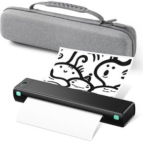 Odaro M08F Letter Portable Printer with Carry Bag, Bluetooth Thermal Printer Inkless Wireless for Travel, Small Compact Printer Support 8.5" X 11" Letter Size Thermal Paper - White