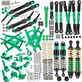 RC CVD Driveshafts محرك رمح المحاور والصدمات والوصلات القابلة للتعديل وصلة إصبع القدم وذراع التعليق وكتل التوجيه، حاملات المحور الخلفي ترقيات الجزء لـ 1/10 Rustler/Stampede/Slash 4x4 VXL 4WD، أزرق داكن