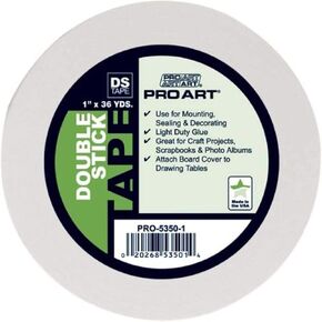 PRO ART Double Stick Adhesive Tape, 1/2-inch x 36-Yard Roll, Transluscent in Kuwait