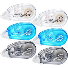 6 Pack Double Sided Glue Tape Roller for Scrapbooking, Adhesive Tape Roller for Crafts Photos, Sticky Glue Tape Runner for Kids Adults, Crafts School Office Supplies, Colorful (0.3 In x 236 In) in Kuwait