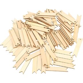 100PCS Wooden Tags, Name Tags with Holes, Wooden Gift Tags Nature Color, Unfinished Wood Sign Crafts for DIY Hanging Paintings Wall Wedding Party Room Decoration