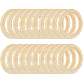 20 PCS Wooden Rings for Crafts, Natural Unfinished Solid Wood Rings Smooth Wood Circles for DIY Craft, Ring Pendant Connectors, Jewelry Making and Macrame Decor (4"/100mm)