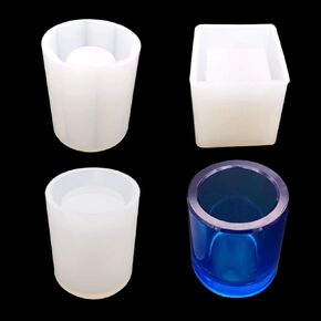 Markeny 3 Pack DIY Resin Pen Holder Plant Mold Hexagon Cube Cylinder Epoxy Resin Silicone Molds DIY Pen Holder Mold, Clear Flower Pot Moulds
