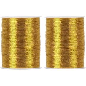 109 Yards/328 Feet Nylon Beading Cord Hand Sewing Thread,Gold Color,Gift Tags String Hang Tags Rope, Gold Jewelry Thread Gold Craft String Craft Making Cord