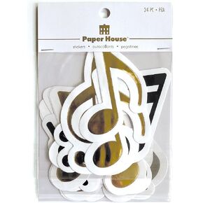 Paper House Productions Die-Cut Dimensional & Foil Accent Scrapbook Sticker Sheet - Musical Notes & Clefs, 3-Packs