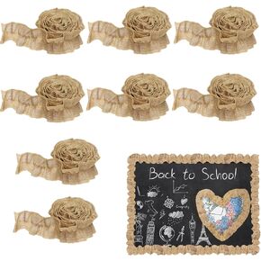 8 Rolls 82.5 Inch Long Ruffled Burlap Bulletin Board Border DIY Burlap Border for Bulletin Board Brown Borders Classroom Bulletin Board Trim Farm House Classroom Decor with Double-Sided Tape (A)
