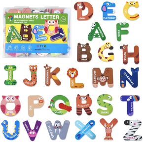Magnetic Alphabet Letters for Toddlers & Kids - 26 Colorful Animal-Themed Fridge Magnets for Early Spelling & Letter Recognition. Perfect Preschool Gift for Ages 3-5, Ideal for Home or Classroom
