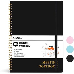 Simplified Meeting Notebook, 7x10 Inch Meeting Notebook for Work Hardcover Spiral Notebook Work Project Planner for Office Note Taking Black