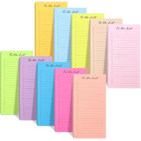 10 Pack 500 Sheets to Do List Notes, Simple Daily Checklist Notepads, Memo Pad, Grocery List, Reminders, Weekly Plan Notepad Organizer Planners, Daily to-do List Planner, Academic Planner Bright