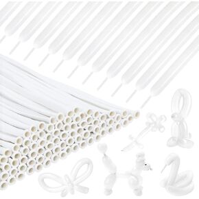 RUBFAC 260 Balloons White Long Balloons for Tying Balloon Arch, Balloon Animals, 100pcs Twisting Balloons for Balloon Garland Animals Modeling, Birthday, Wedding, Party Decorations