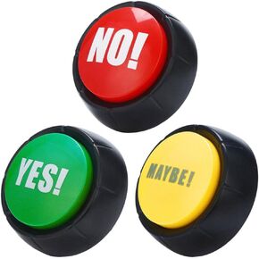Toyvian 3pcs Answer Buzzers for Game Shows Yes No Maybe Buttons with Lights and Sounds Recordable Button Dog Buttons for Team Talking Buttons Interactive Toys