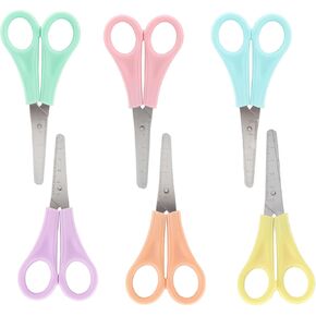 6 Pack Safety Scissors, 5" Safety Blunt Tip Student Scissors, Kids Craft Scissors for School Class, Art Crafting Classes, Office Supplies and Other Daily Use. (Bright color)