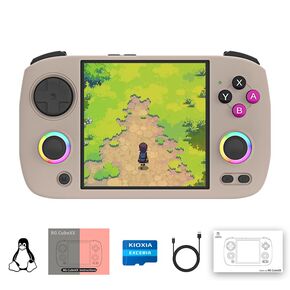 Ayhgicxt RG CubeXX Retro Handheld Game Console with 3.95-inch IPS Screen RGB Lighting 64G TF Card Linux System and 3800mAh Battery Supports 5G WiFi Bluetooth 4.2 white