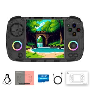 Ayhgicxt RG CubeXX Retro Handheld Game Console with 3.95-inch IPS Screen RGB Lighting 64G TF Card Linux System and 3800mAh Battery Supports 5G WiFi Bluetooth 4.2 white