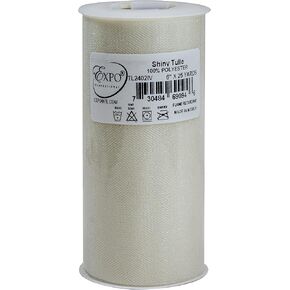 Expo Shiny Tulle Spool of 25-Yard, Ivory