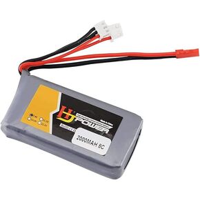 SoloGood 1Pcs Lipo Battery 2000mAh 8C 7.4V 3 Wires Balance Plug JST PH2.0 for Jumper T16 T12 T18 with Futaba18SZ 14SZ Transmitter add JST Plug