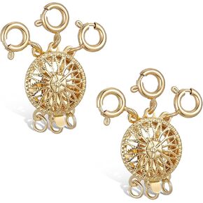 Necklace Layering Clasps, 2 Pcs Gold Necklace Separator for Layering 18K Jewelry Locking Clasp Converter Chain Extender Multiple Necklace Clasps and Closures for Stackable Necklaces