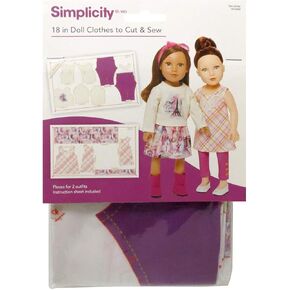 Wrights Simplicity 18" Doll Clothes To Cut & Sew, Sugar & Spice