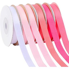 DECYOOL Rainbow Ribbon, 6 Rolls 60 Yards Colorful Grosgrain Ribbons 10 mm Wide Assorted Solid Color Craft Ribbon for Gift Wrapping Birthday Party Decorations