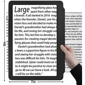 NZQXJXZ Large Magnifying Glass for Reading, 9''x7'' Full Book Page Viewing Area 5X Magnifier, Handheld Magnifier Lightweight Reading Magnifier for Seniors and Low Eyesight Person