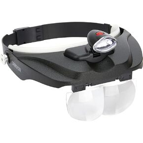 Carson Pro Series MagniVisor Deluxe Head-Worn LED Lighted Magnifier with 4 Different Lenses (1.5x, 2x, 2.5x, 3x) (CP-60)