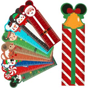 Eartim Christmas Mouse Bookmark Rulers - 50Pcs Double-Sided Mouse Bookmark Rulers Mouse Measuring Double-Side Printing Plastic Bookmark Kids Birthday Gift Classroom Student Reward Gift Bag Fille