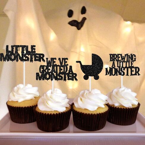 Halloween Baby Shower Decorations Cupcake Toppers, 36Pcs Monster Baby Shower Decorations Cupcake Toppers for a Baby Is Brewing Baby Shower Halloween Decorations in Saudi Arabia