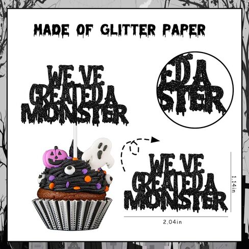 Halloween Baby Shower Decorations Cupcake Toppers, 36Pcs Monster Baby Shower Decorations Cupcake Toppers for a Baby Is Brewing Baby Shower Halloween Decorations in Saudi Arabia