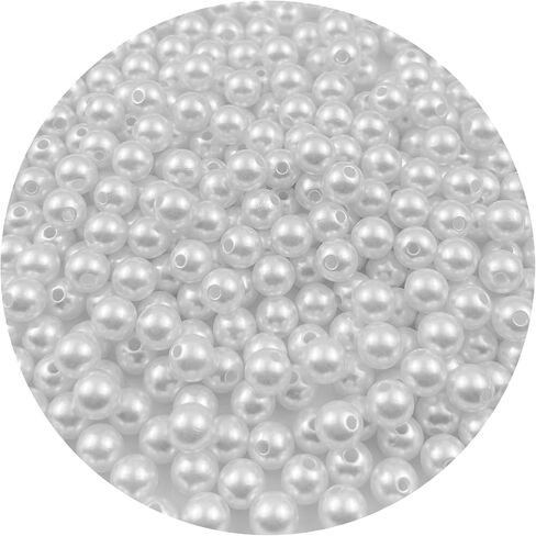 3000Pcs 4MM Pearl Beads with Hole ABS Fake Pearls for Jewelry Making, Bracelets, Necklaces, Hairs, Crafts, Decoration and Vase Filler(30-White) in Saudi Arabia