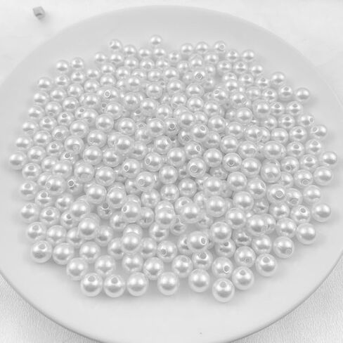 3000Pcs 4MM Pearl Beads with Hole ABS Fake Pearls for Jewelry Making, Bracelets, Necklaces, Hairs, Crafts, Decoration and Vase Filler(30-White) in Saudi Arabia